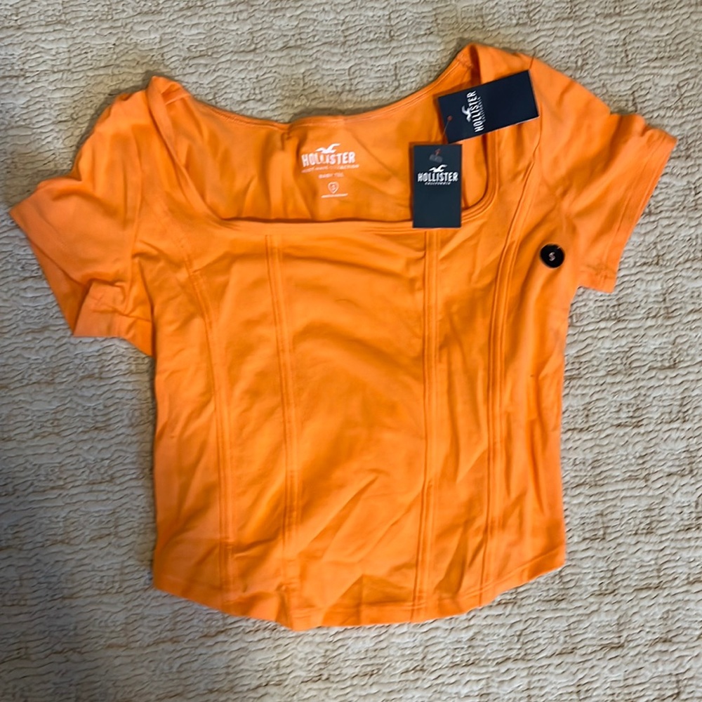 Hollister Orange Cropped Shirt